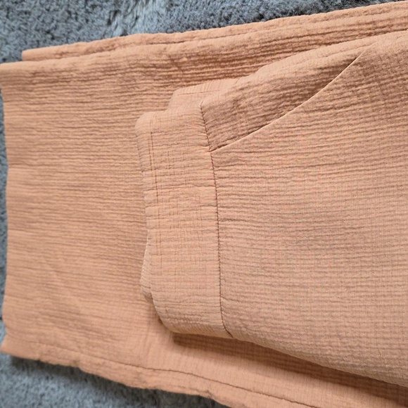 Rachel Comey Mauve Rose Seersucker Texture Side Zip Preppy Wide-Leg Cropped 6 - Picture 4 of 13